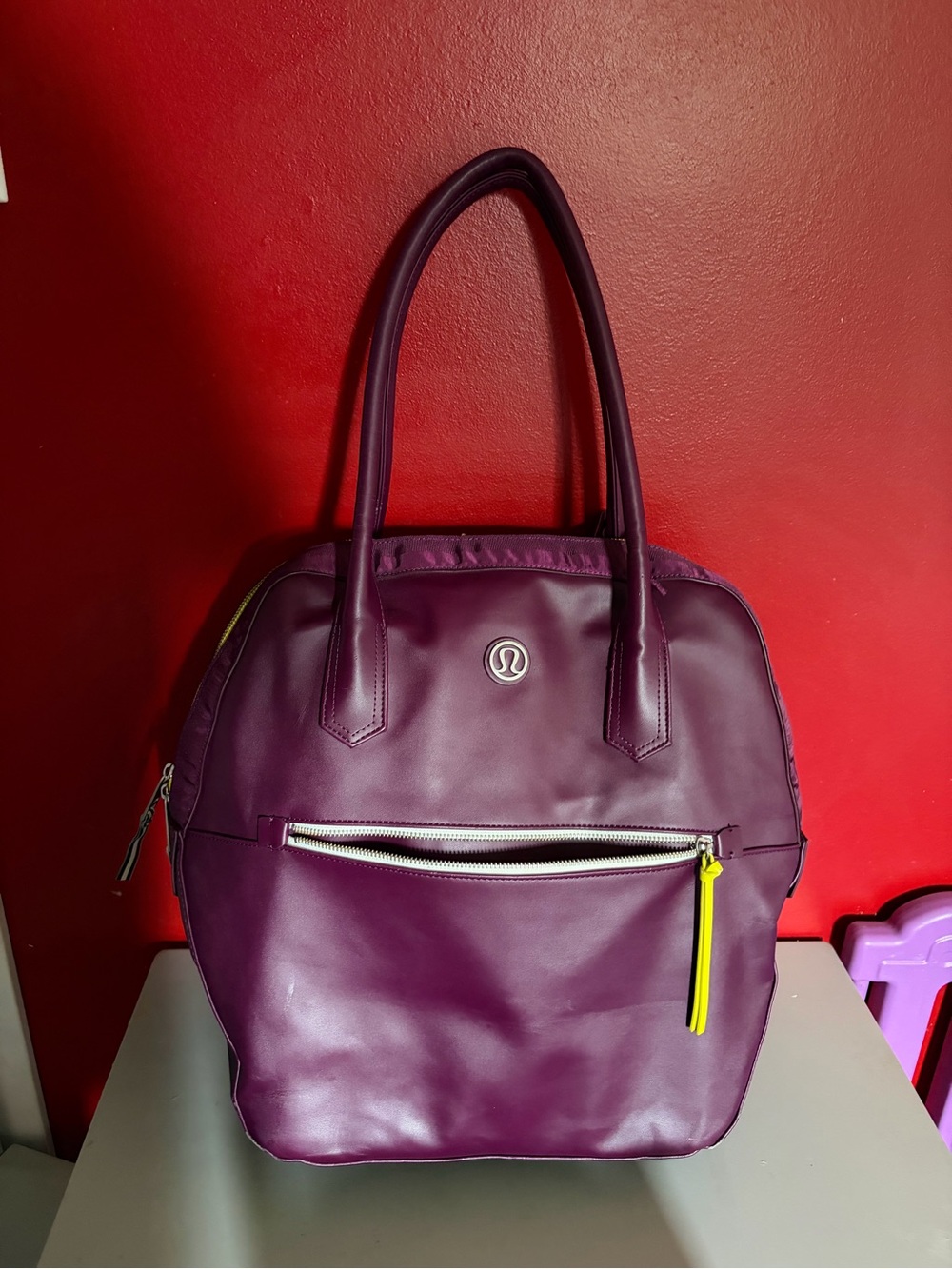 lululemon athletica Purple Tote with Yellow Zip Accent